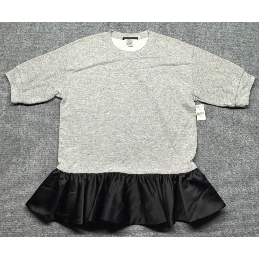 Barneys New York Harvey Faircloth Peplum Top Womens M Gray Black Made in USA New